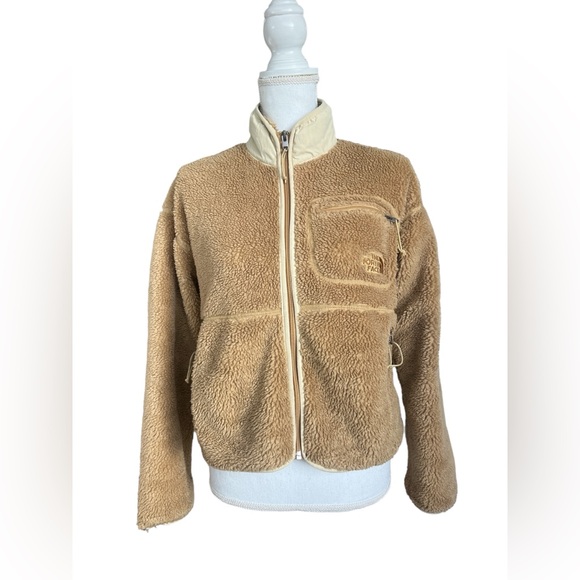 The North Face Fleece Jacket Extreme Pile Size XS Relaxed Fit Full Zip Tan - Picture 4 of 12